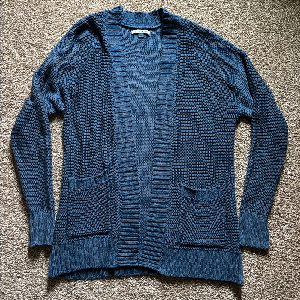 American Eagle Outfitters Slate Blue Open-Front Knit Cardigan
